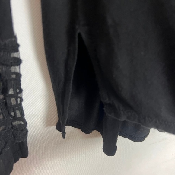 Free People Cut Out Mesh Black Top Womens XS Boho Whimsigoth Witchy Emo Chic - Picture 10 of 14